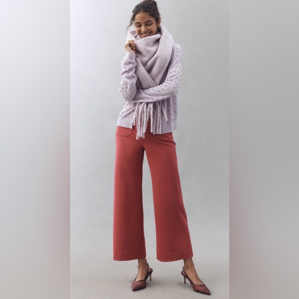 Anthropologie Colette Knit Crop Wide-Leg Pants Size 27 NWT